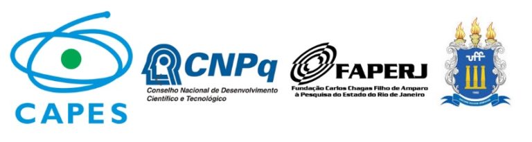 Fomento: Logo da CAPES, do CNPq, da FAPERJ e da UFF.